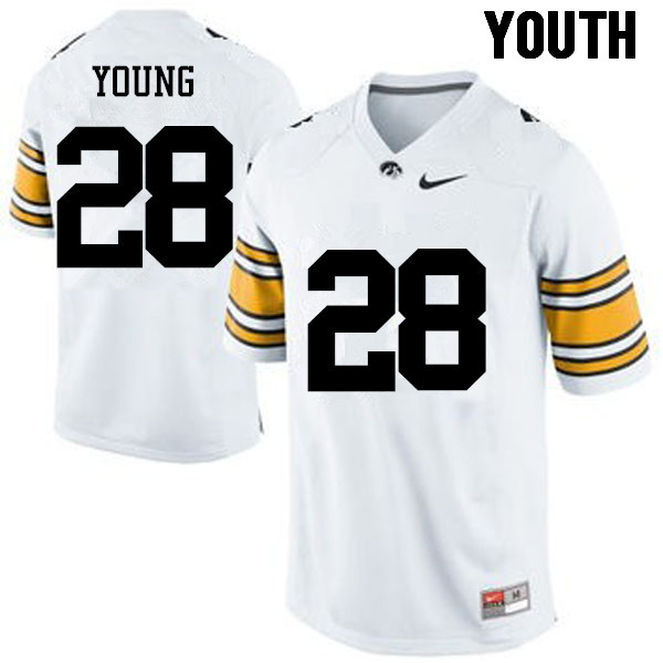Youth Iowa Hawkeyes #28 Toren Young College Football Jerseys-White - Click Image to Close